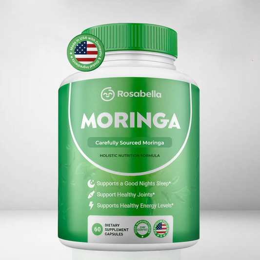 Rosabella Moringa Capsules - Pure Moringa Powder, Energy, Skin, Immune & Gut Health Superfood, Rich in Antioxidants, Essential Vitamins & Amino Acids, Natural Green Superfood Supplement - 60 Count