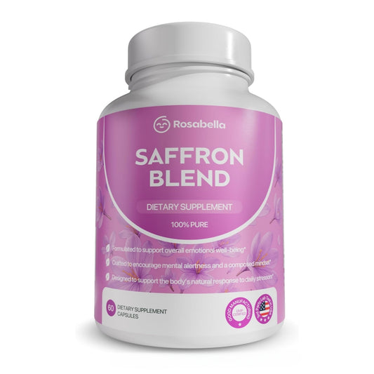 Rosabella Saffron Blend Supplement for Men & Women – Saffron, B6, Magnesium & Herbal Extract Capsules – Supports Mood, Focus & Clarity – Non-GMO, Gluten-Free – 60 Capsules – 30-Day Supply
